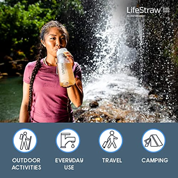 LifeStraw Go 2 Nachfüllbare Wasserflasche mit Eingebautem (2-Stufig) Green Filter, Grün, M – Bild 5