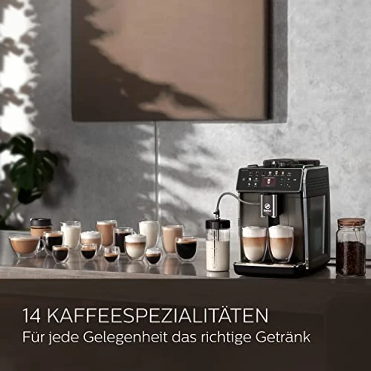 Saeco GranAroma Kaffeevollautomat – 14 Kaffeespezialitäten, Intuitives Farbdisplay, 4 Benutzerprofile, Keramikmahlwerk, 1500 Watt, 1800 Milliliter, 38.3 x 26.2 x 44.8 cm,(SM6580/10) – Bild 3