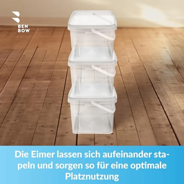 BenBow Rechteckiger Eimer mit Deckel 5L 100 Stk., Transparent BSR-, Luftdicht, Lebensmittelecht, BRC- – Bild 5