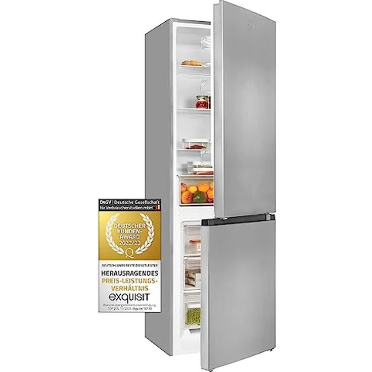 Exquisit Kühl-Gefrierkombination KGC320-95-E-040C inoxlook | 315 L Nutzinhalt | 60cm Breite | Kühl-Gefrier-Kombination | Türanschlag wechselbar – Bild 1