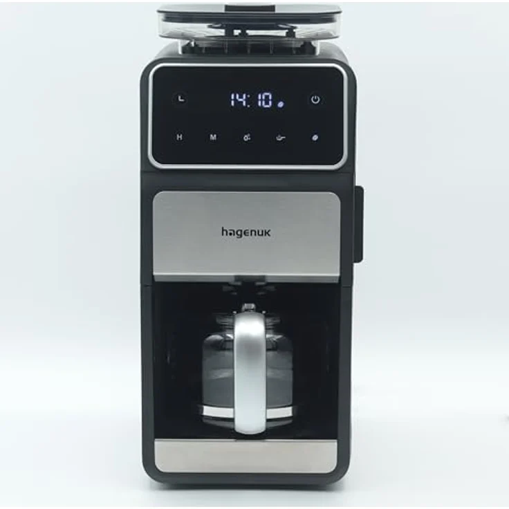 Hagenuk Kaffeemaschine mit Mahlwerk, 12 Tassen, Timer, Flachmahlwerk, DIRECT-DROP-SYSTEM, Warmhaltefunktion, 200g Bohnenbehälter, Permanentfilter – Bild 1