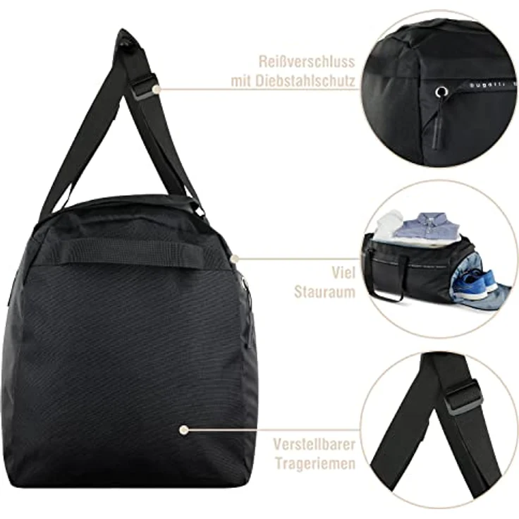 bugatti Blanc DeLight Reisetasche, 66 cm, schwarz, 100% Polyester, ideal für Reisen – Bild 4
