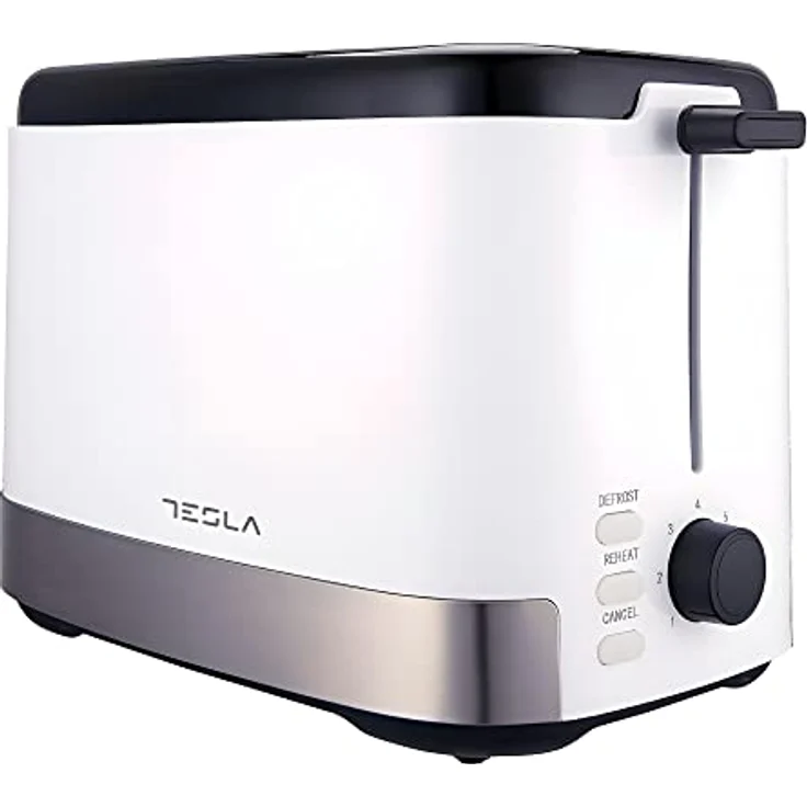 TESLA TS300BWX Toaster (800 W, 2 Scheiben, Nichrom-Draht-Heizung, herausnehmbare Krümelschublade, Auftauen, Aufwärmen) (Weiß-Inox-Schwarz) – Bild 1