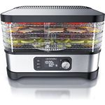Arendo Dörrautomat mit Temperaturregler 400 W - Edelstahl Dörrgerät für Lebensmittel Fleisch Früchte Gemüse - 24 h Timer, 35-70 Grad, 5 Einlegefächer - BPA frei - GS - Dehydrator