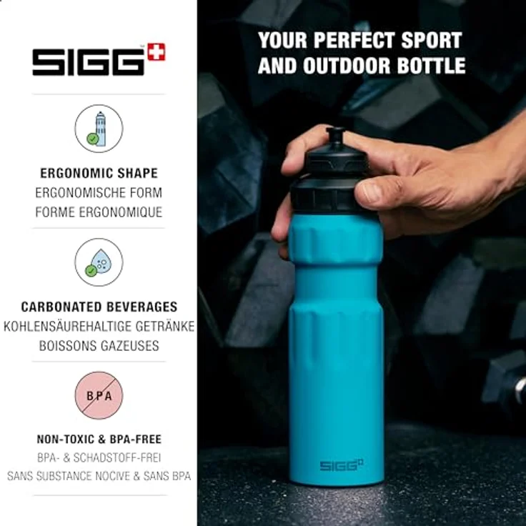 SIGG WMB Sports Blue Touch Sport Trinkflasche, (0,75 L), schadstofffreie und auslaufsichere Trinkflasche, federleichte Trinkflasche aus Aluminium – Bild 3