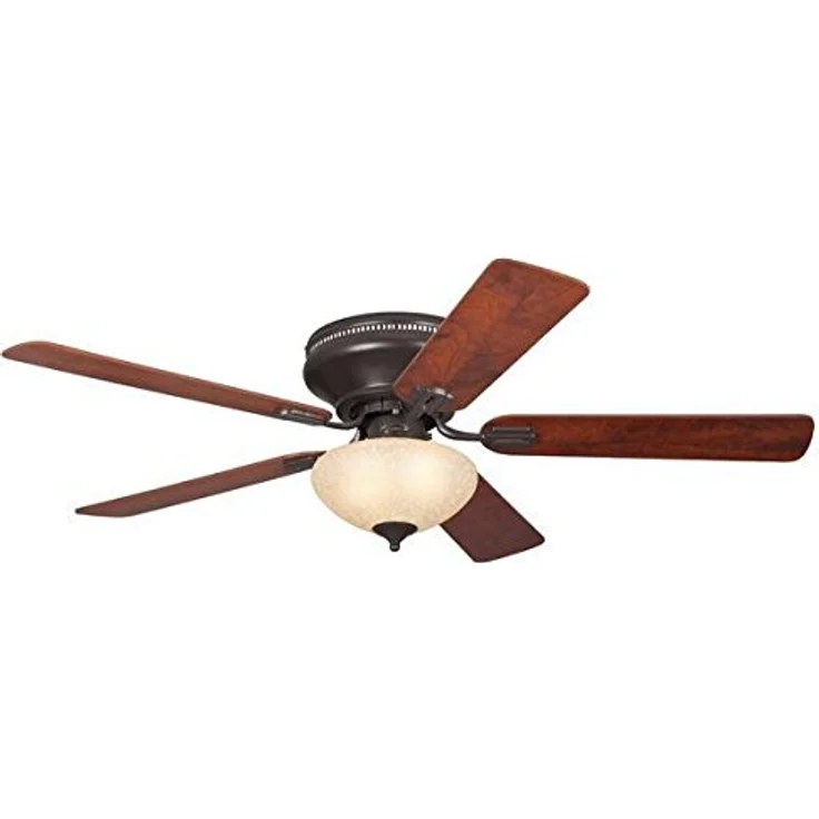 Westinghouse Lighting 132 cm Deckenventilator Everett 72154 mit Einzelleuchte und fünf Flügeln, Ausführung in Espresso mit Lampenschirm aus Scavoglas – Bild 2