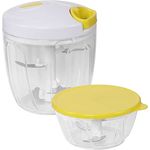 STONELINE Multi-Zerkleinerer gelb, 9-teiliges Set | manuell ohne Strom | 900 + 400 ml | Zwiebelschneider Zwiebel Zerkleinerer manuell mit Edelstahlklingen, Zwiebelhacker für Gemüse, Obst, Zwiebeln