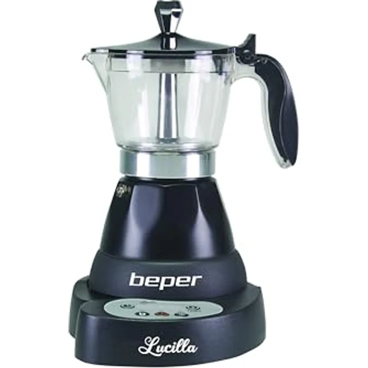 Beper Lucilla Kaffeemaschine aus Aluminium für 3 Tassen, programmierbar, Timer programmierbar bis 24 Stunden zuvor, heißer Kaffee für 30 Minuten - Schwarz – Bild 2