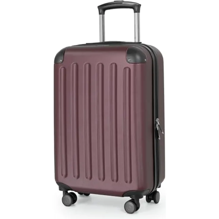Hauptstadtkoffer Spree, Leichtes Handgepäck 55x35x20 cm, Hartschalen-Koffer mit 4 Doppel-Rollen, 2,3 kg, 33L, burgund