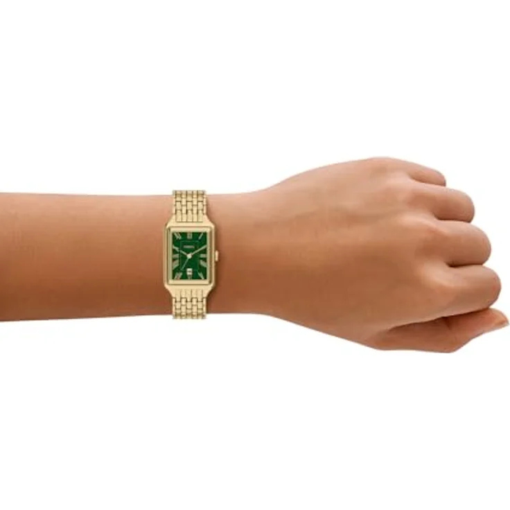 Fossil Raquel Damen 23MM Goldfarbene Edelstahluhr, ES5452 mit grünem Zifferblatt, 3-Zeiger-Quarzwerk, 50m wasserdicht – Bild 2