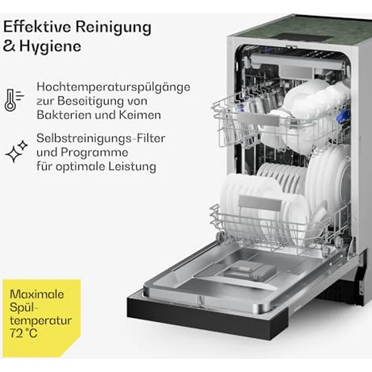 Klarstein Velaire Geschirrspüler 45cm, Halbintegriert, 10 Plätze, 9 Programme, 42 dB, AquaStop, Kindersicherung, B-Energieeffizienz – Bild 6