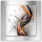 Kreative Feder 3D Designer-Wanduhr „Abstrakt Flamme“ aus gebürstetem Aluminium 3D-Wölbung flüsterleises Uhrwerk (leises Funkuhrwerk)