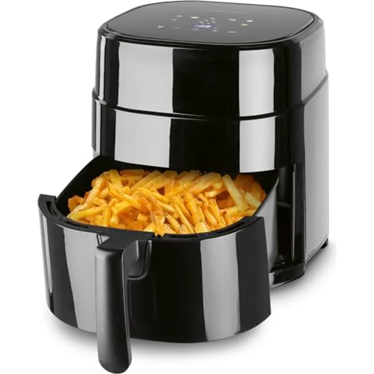 GOURMETmaxx Heißluftfritteuse 4,5L – Airfryer 1400W mit digitalem Farbdisplay, Timer, automatischer Abschaltung, Überhitzungsschutz und spülmaschinenfestem Zubehör – Schwarz – Bild 1
