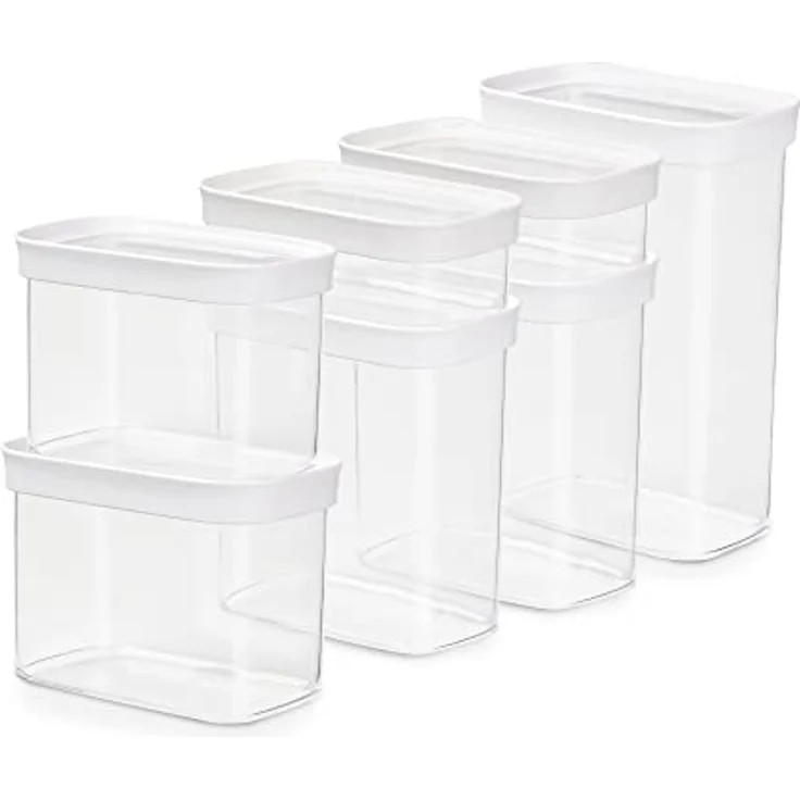 Emsa N11429 Optima 7-teiliges Trockenvorratsdosen-Set | 2 x 0,45/2 x 1/2 x 1,6/2,2 Liter | rechteckig | 100% sicher/hygienisch/unbedenklich | Frischedichtung | BPA-frei | transparentes Design – Bild 1