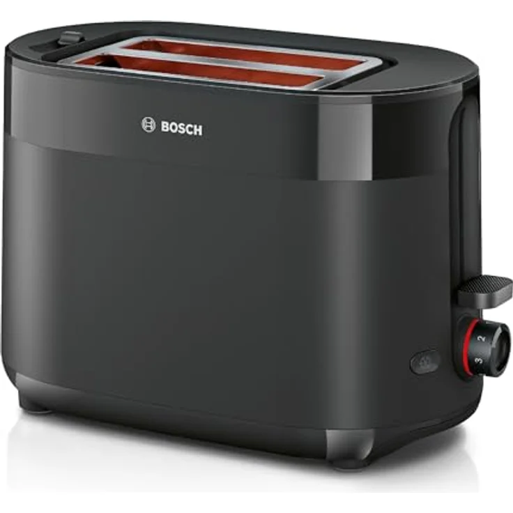 Bosch Kompakt Toaster MyMoment TAT2M123, integrierter Brötchenaufsatz, mit Auftaufunktion, mit Abschaltautomatik, Liftfunktion, Brotzentrierung, perfekt für 2 Scheiben, 800 Watt, Schwarz matt – Bild 1