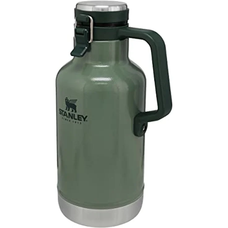 Stanley Classic Easy-Pour Growler Thermoskanne 1.9 Liter - Hält Bier 24 Stunden Kalt & Frisch - Edelstahl Thermosflasche - Auslaufsicher - Spülmaschinenfest - Hammertone Green – Bild 1