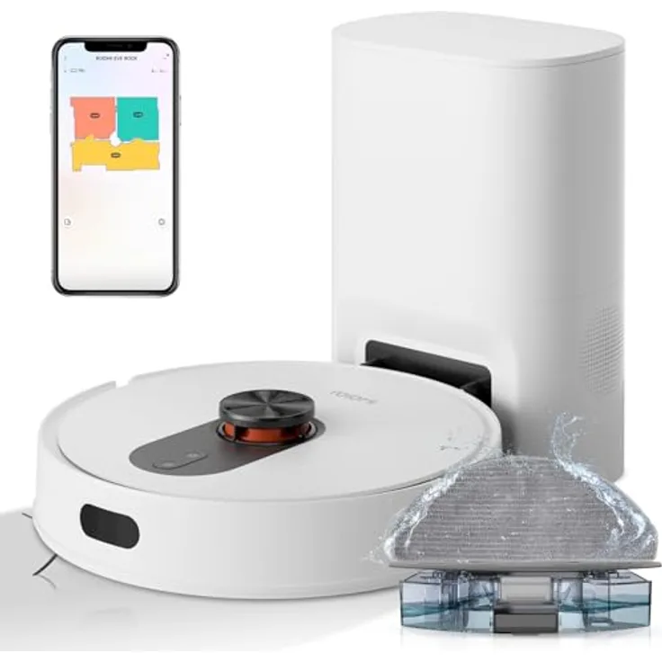 ROIDMI EVE ROOK Saugroboter mit Wischfunktion Absaugstation - 5000Pa Staubsauger Roboter Wisch LiDAR-Navigation 75 Tage App Sprachsteuerung Tierhaare Teppiche Hartboden