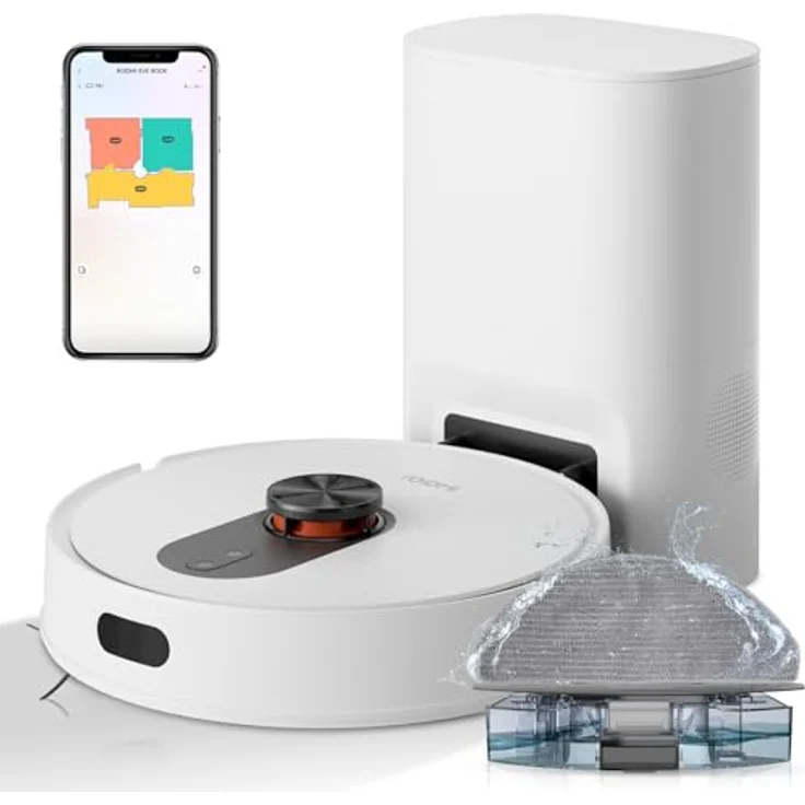 ROIDMI EVE ROOK Saugroboter mit Wischfunktion Absaugstation - 5000Pa Staubsauger Roboter Wisch LiDAR-Navigation 75 Tage App Sprachsteuerung Tierhaare Teppiche Hartboden – Bild 1