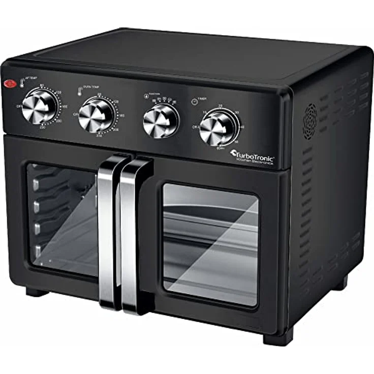 TurboTronic digitaler Heißluftofen - XXL 32 Liter mit Drehspieß für Hähnchen 4in1 Mini Backofen & Power Heißluftfritteuse Airfryer ab 80°C – Bild 5