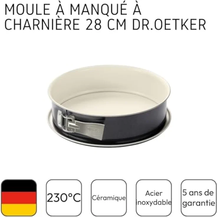 Dr. Oetker Spring--Kuchen--Backform, Ø 28 cm Back-Trend, mit Flachboden, runde, aus Stahl mit keramisch verstärkter Antihaft-Beschichtung, Menge: 1 Stück, Farbe: creme-anthrazit – Bild 4