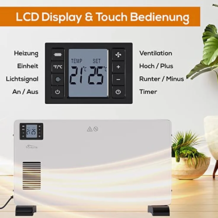 Tronitechnik TT-KH-102 Heizgerät Konvektor Radiator Heizung stufenlose Thermosteuerung (1000W / 1.300W / 2.300W), Konvektor – Bild 3