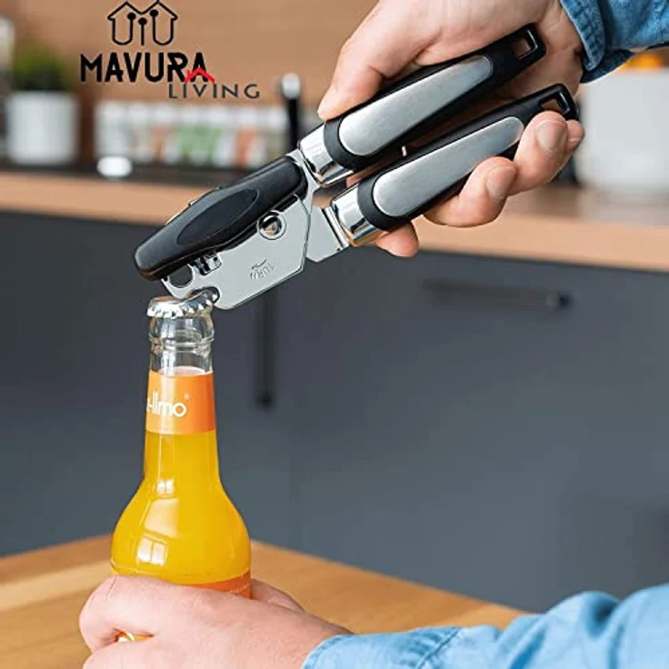 MAVURALiving Edelstahl Dosenöffner Universal Büchsenöffner mit Flaschenöffner Funktion Flaschen Dosen Büchsen Öffner Deckelöffner – Bild 3