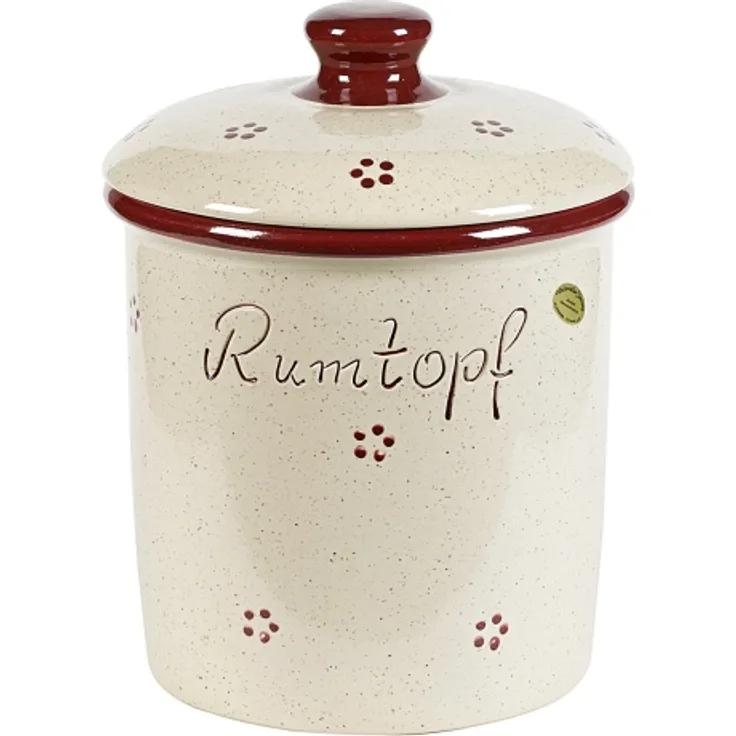 Nik. Schmitt & Sohn Rumtopf 'Rubin', handbemalt aus Steingut, 3 l, weiß/rot, nicht spülmaschinengeeignet