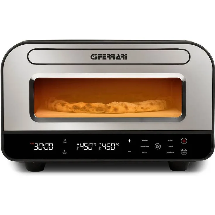 G3Ferrari Pizzaofen Pizza Pro 2 Minuti, leistungsstark mit 1850 Watt, Schwarz und Silber