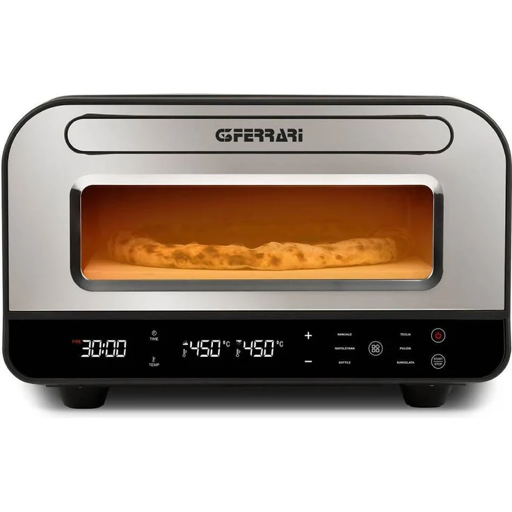 G3Ferrari Pizzaofen Pizza Pro 2 Minuti, leistungsstark mit 1850 Watt, Schwarz und Silber