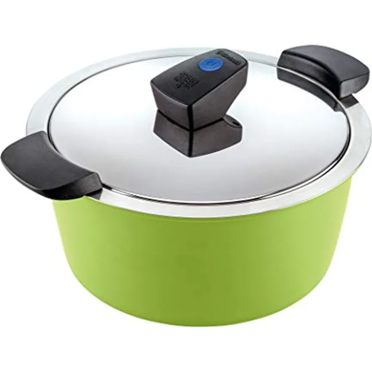 KUHN RIKON HOTPAN COMFORT Servierkasserolle 3 Liter/22 cm, induktion, Edelstahl, grün, Stainless Steel