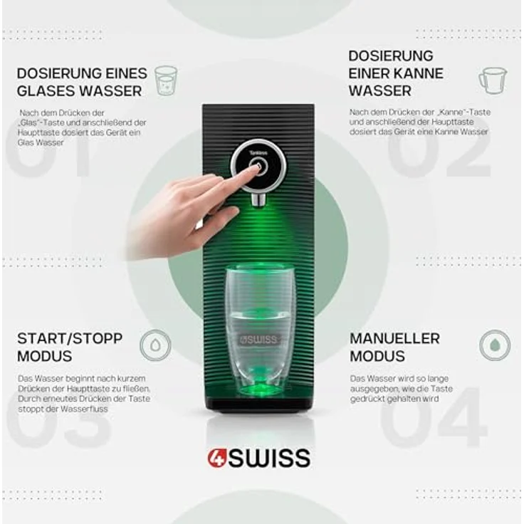 4Swiss Filtersystem für Hauswasser, 5-stufiges direktes Trinkwasserfiltersystem mit drei austauschbaren Kartuschen und vier Wasserdosiermodi (Weiß) – Bild 6