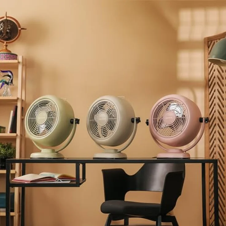 Cecotec EnergySilence 800 RetroDesk, Tischventilator mit 20 W Leistung, 20 cm Durchmesser, 3 aerodynamische Flügel, 2 Geschwindigkeiten, beige – Bild 2