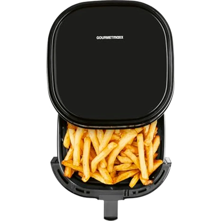 GOURMETmaxx Heißluftfritteuse 4,5L – Airfryer 1400W mit digitalem Farbdisplay, Timer, automatischer Abschaltung, Überhitzungsschutz und spülmaschinenfestem Zubehör – Schwarz – Bild 4