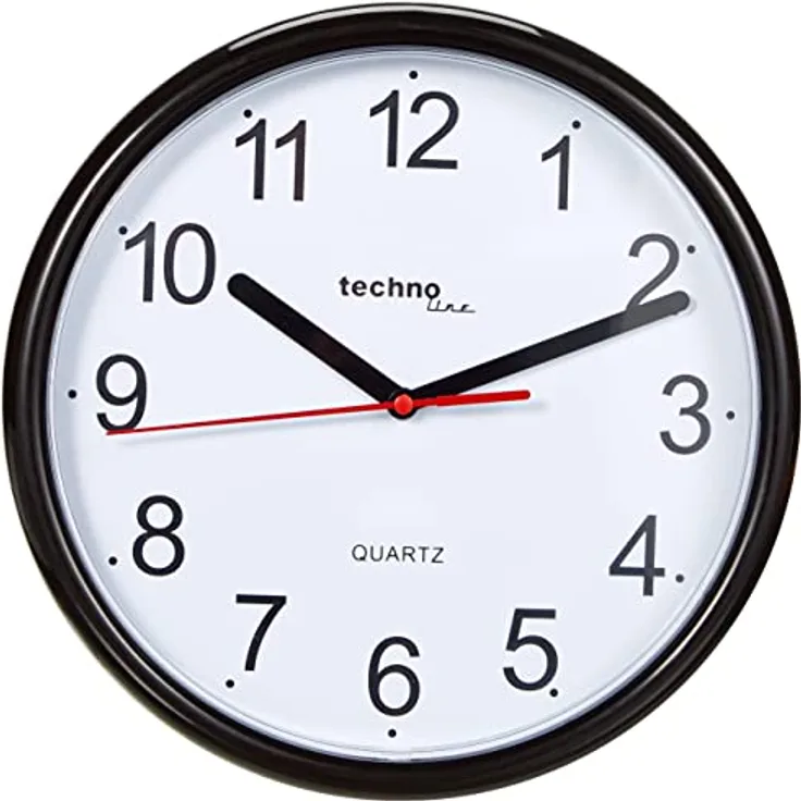 Technoline, WT 600 Wanduhr, Ø 25cm, Schwarz