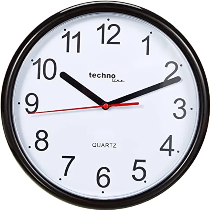 Technoline, WT 600 Wanduhr, Ø 25cm, Schwarz – Bild 1