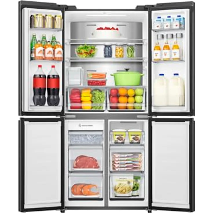 Hisense RQ5P470SYFD, French Door Kühl-Gefrier-Kombination mit 304 l Kühl- und 179 l Gefriervolumen, Schwarz, No Frost-Funktion, Schnellgefrier-Modus und LED-Innenbeleuchtung – Bild 5