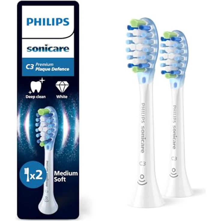 Philips Sonicare C3 Premium Plaque Defence, Weiße Original Ersatzbürstenköpfe, 2er-Pack, für gründliche Reinigung – Bild 1
