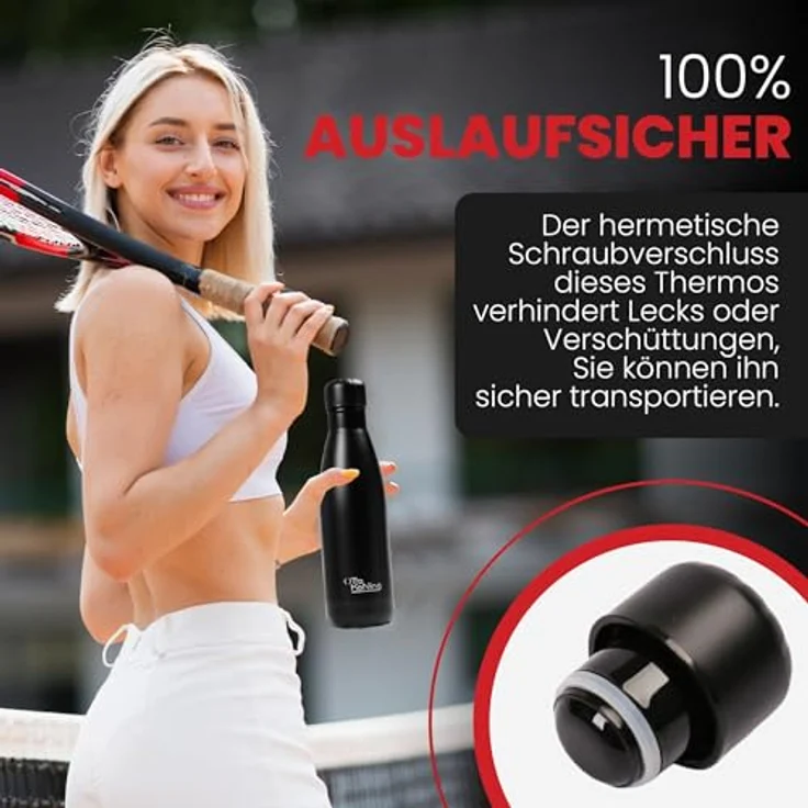 Otto Koning Edelstahl Trinkflasche 500ml, Vakuumisolierte Thermosflasche, Auslaufsicher, für Sport, Schule und Büro, BPA-frei, rostfrei – Bild 4