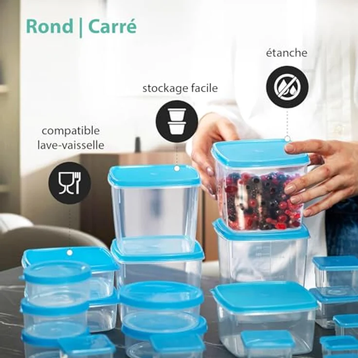 MiraHome Gefrierdosen Set 12x0,2L, Durchsichtig Blau, luftdichte Vorratsdosen für Lebensmittel, BPA-frei, perfekt für Küche und Gefrierfach – Bild 5