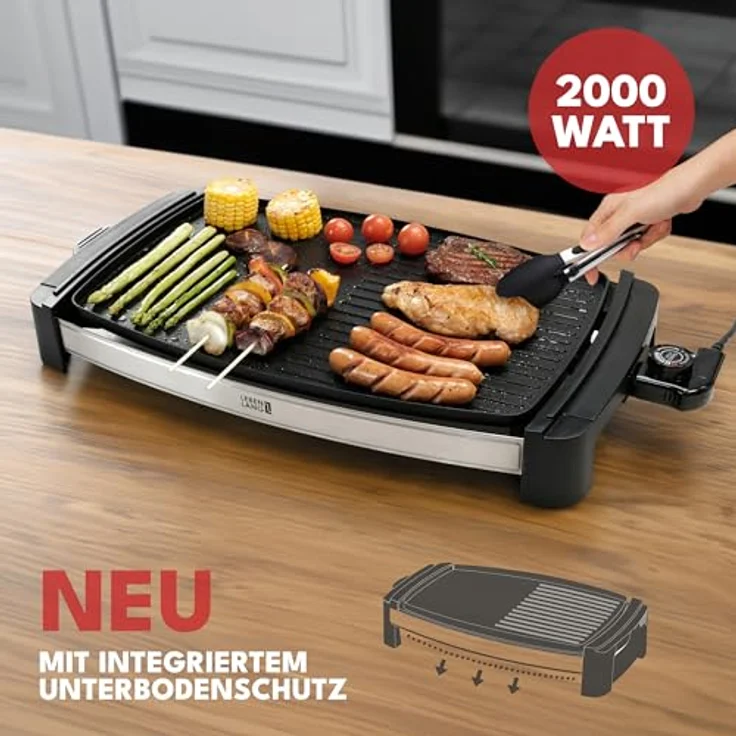 Lebenlang Tischgrill Elektrogrill mit TÜV & GS 2200W Indoor & Outdoor XXL, reduzierte Rauchentwicklung, einfache Reinigung – Bild 3