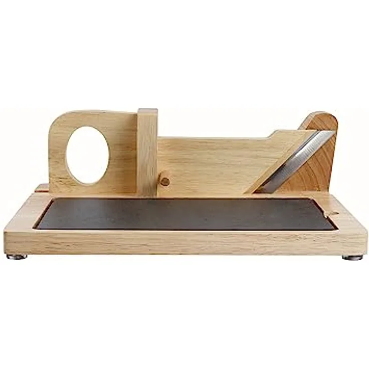 Livoo Wurst Guillotine mec127, Wurstschneider mit Schieferplatte und Holzgriff