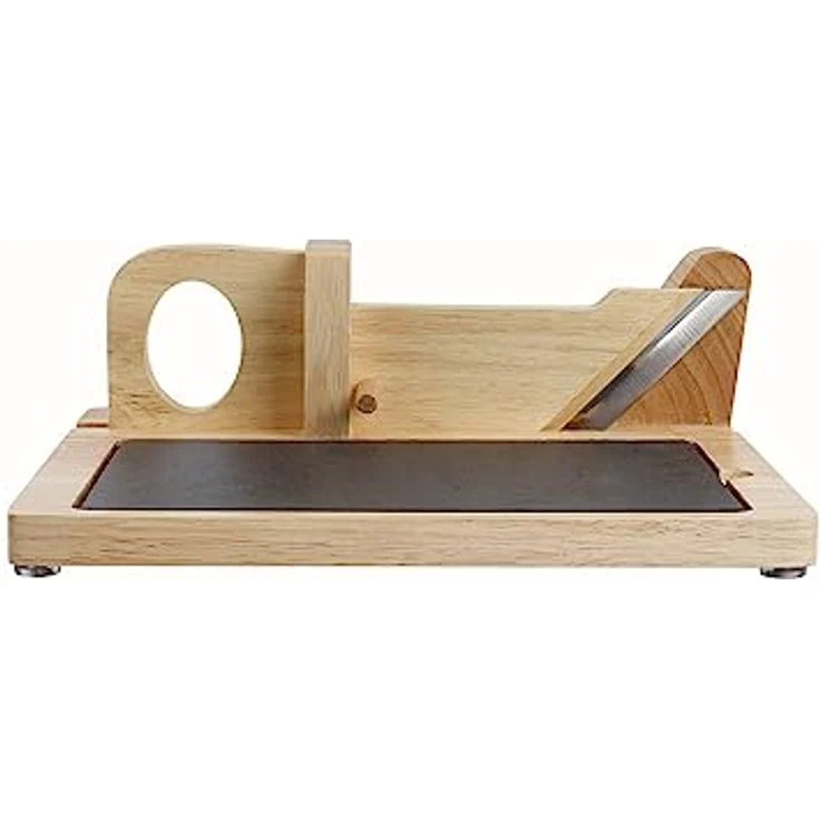 Livoo Wurst Guillotine mec127, Wurstschneider mit Schieferplatte und Holzgriff – Bild 1