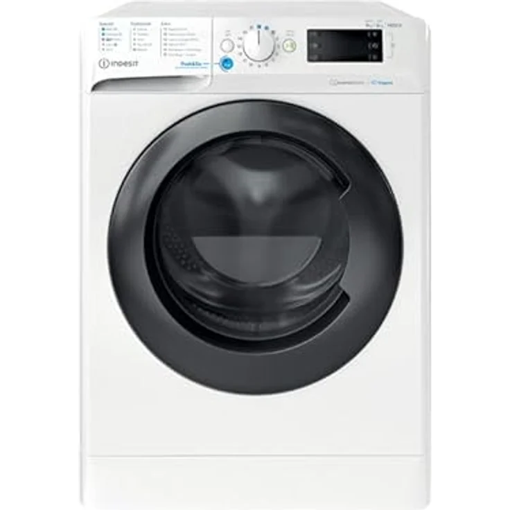 Indesit BDE 96436 WKV IT, Waschtrockner freistehend in Weiß, 9 kg Wasch- und 6 kg Trockenkapazität, Energieeffizienzklasse A, 1351 U/min Schleuderdrehzahl, mit Warmwasseranschluss und Aquastop-Funktion – Bild 2