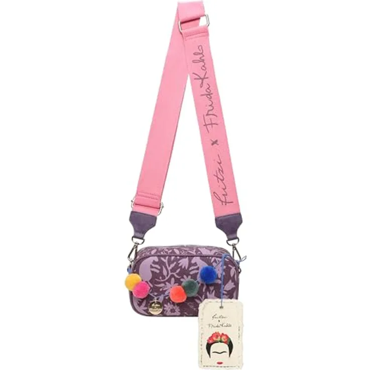 Fritzi aus Preußen Fritzi x Frida Kahlo Easy Go Umhängetasche, 19.5 cm, 100% Baumwolle, lila