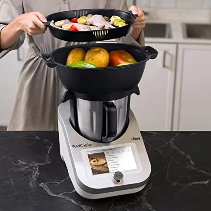 Ufesa TotalChef RK7 Küchenmaschine mit WLAN, Multifunktions Küchenroboter mit Kochfunktion, Kochroboter 30 Funktionen, 4.5L, 7-Zoll-Touchscreen, Interaktives Rezeptbuch – Bild 5