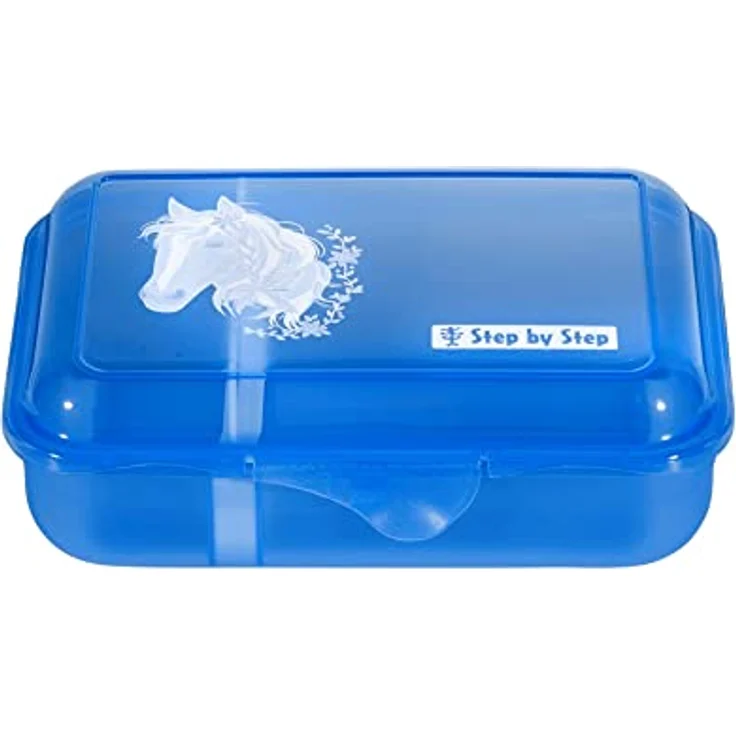 Step by Step Lunchbox „Horse Lima“, mit Trennwand und Klickverschluss, spülmaschinenfest, BPA-frei, für Schule und Kindergarten, 0,9L, blau – Bild 1