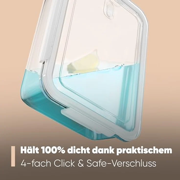 Classbach Frischhaltedosen Glas mit Deckel | 2er Set | Glas-Frischhaltedosen – Bild 2