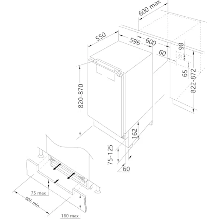 Amica UKSX 361 901 Unterbaukühlschrank mit Gefrierfach, 95l Kühlvolumen, 16l Gefriervolumen, Glasablage & LED-Innenbeleuchtung – Bild 4