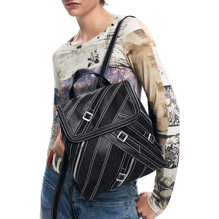 Desigual Fibonacci Hampton City Rucksack, 32 cm, schwarz, 100% Kunstleder, kompakte Form – Bild 5