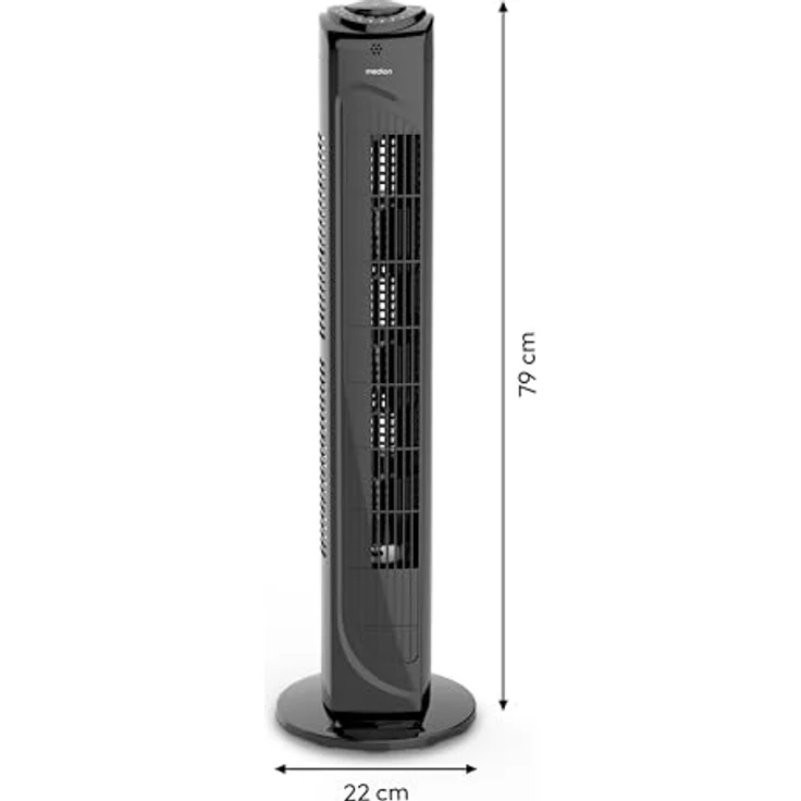 Medion® Turmventilator E11 TF, 45W Leistung, 3 Geschwindigkeitsstufen, schwarz – Bild 8